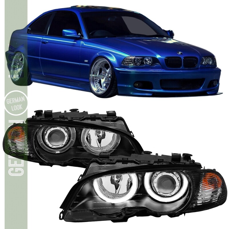 Phares CCFL Angel Eyes pour BMW E46 Coupé Cabrio noir