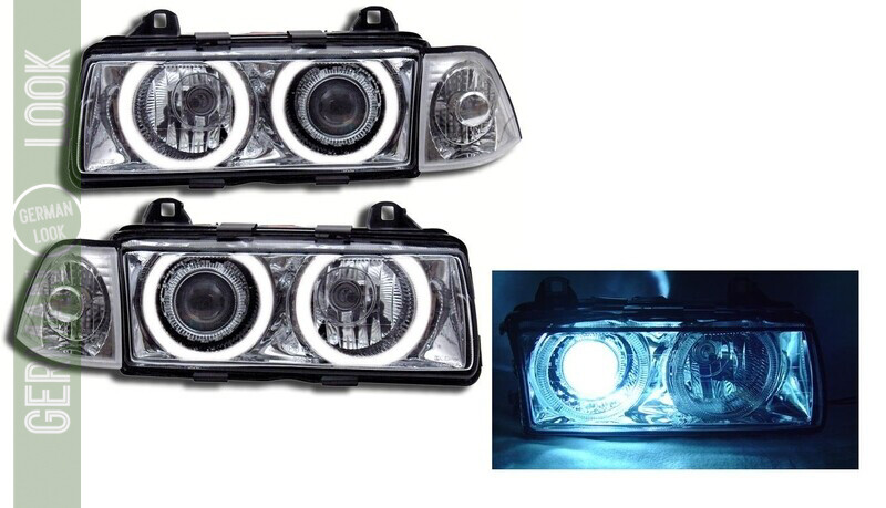Paire de phares avant Angel Eyes au xenon pour BMW Série 3 E36 1990 - 1998
