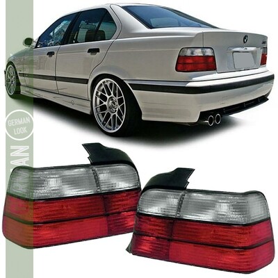 Paire de feux arrière rouge blanc pour BMW Série 3 E36 berline 1990 - 1998