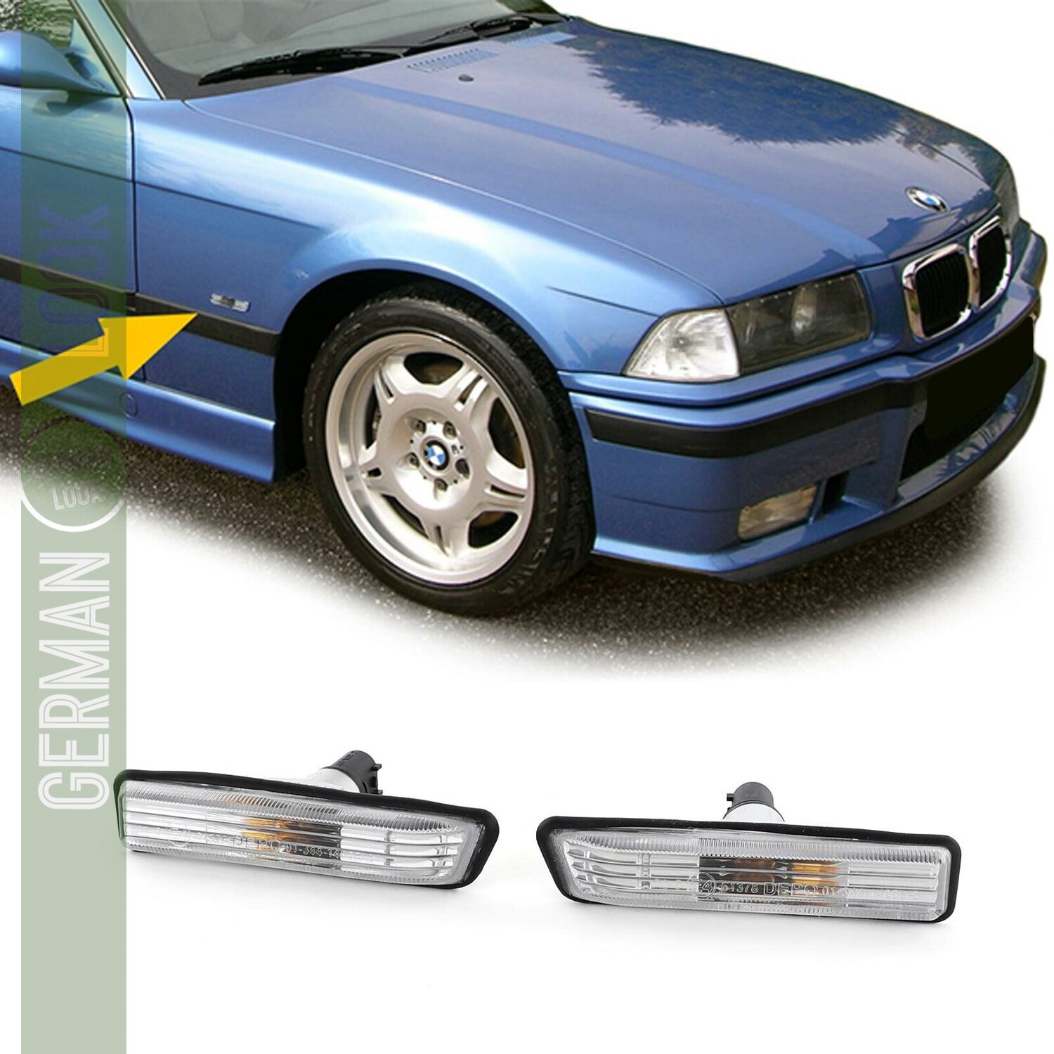 Par de Sinais de Direção Laterais para Bmw Série 3 E36 de 1996 + X5 1999 - 2007