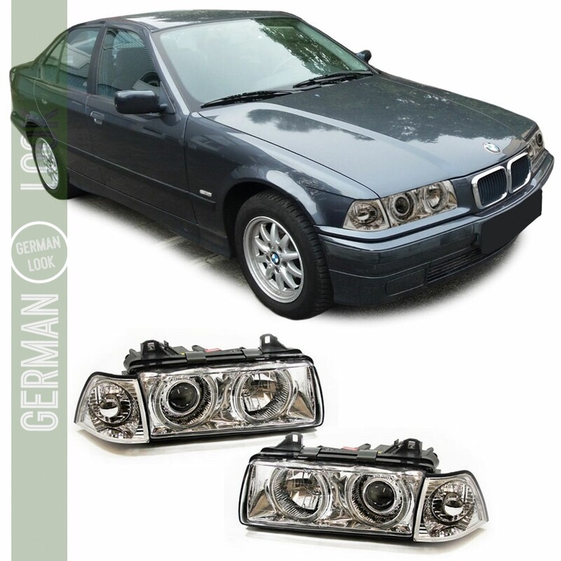Paire de phares Angel Eyes avant avec clignotants pour BMW Série 3 E36
