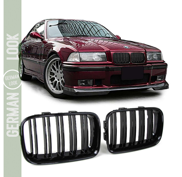 Calandre / Grille Sport double lame pour BMW Série 3 E36 noir brillant  91-96