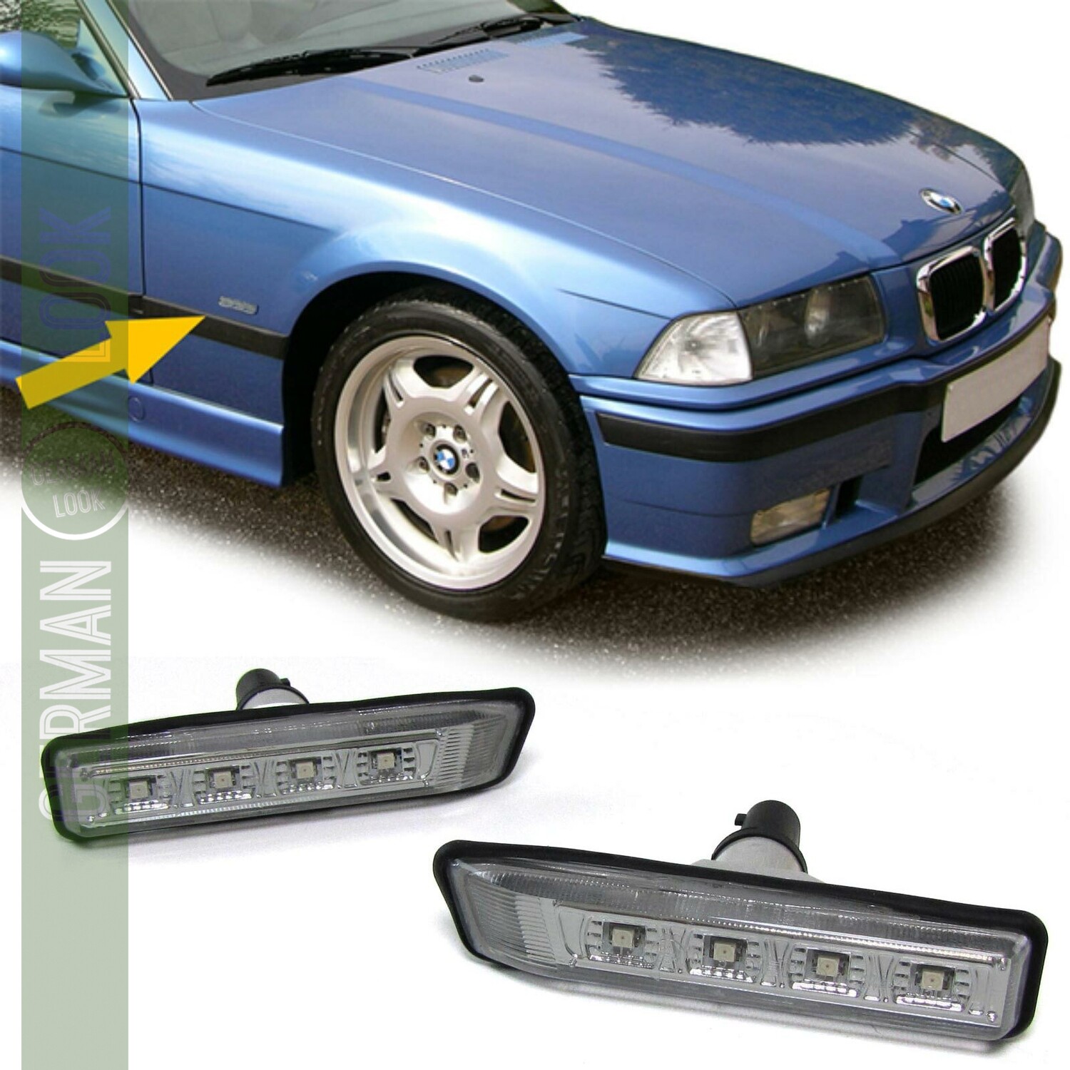 Paire de clignotants latéraux pour Bmw Série 3 E36 1996 - 2000 + X5 E53 2000 - 2007