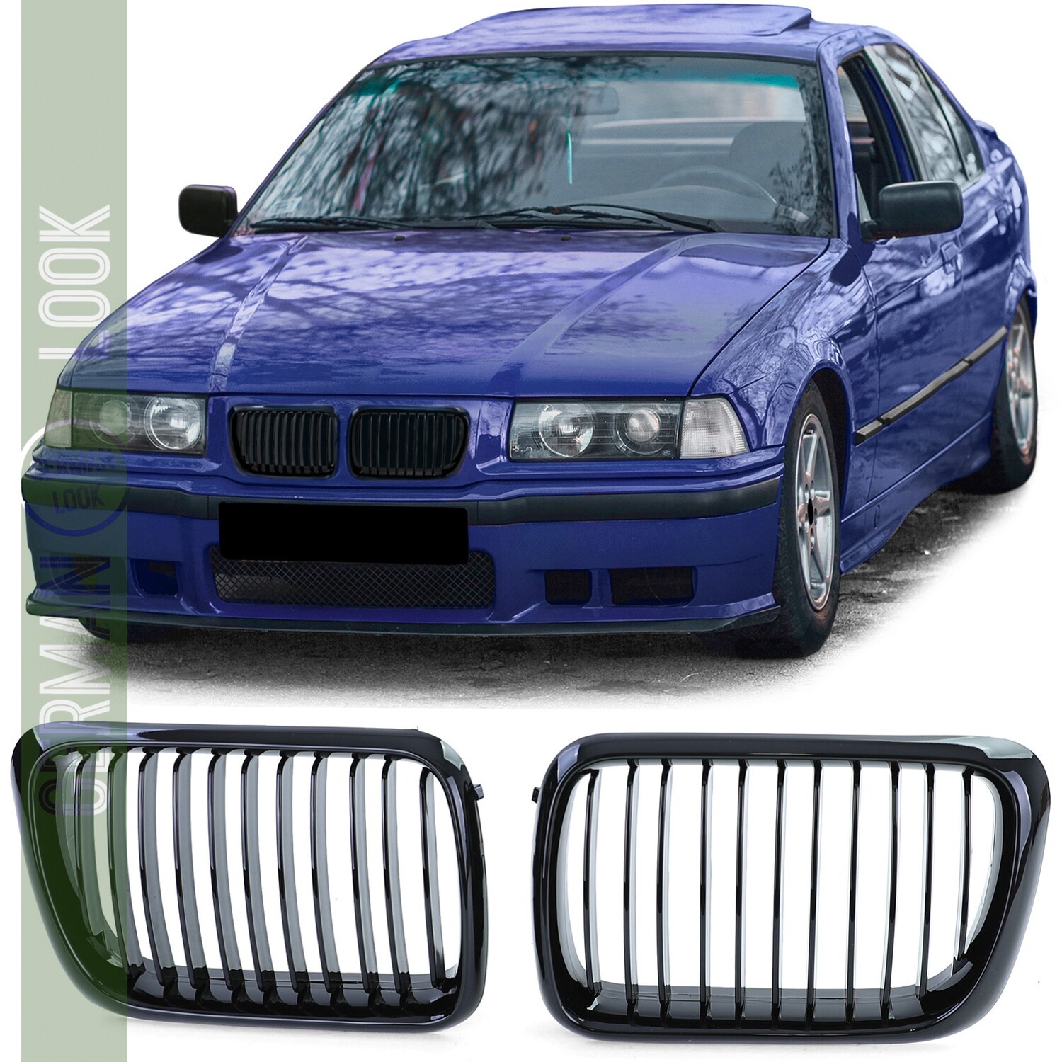 Calandre pour BMW Série 3 E36 1996-1999 noir brillant