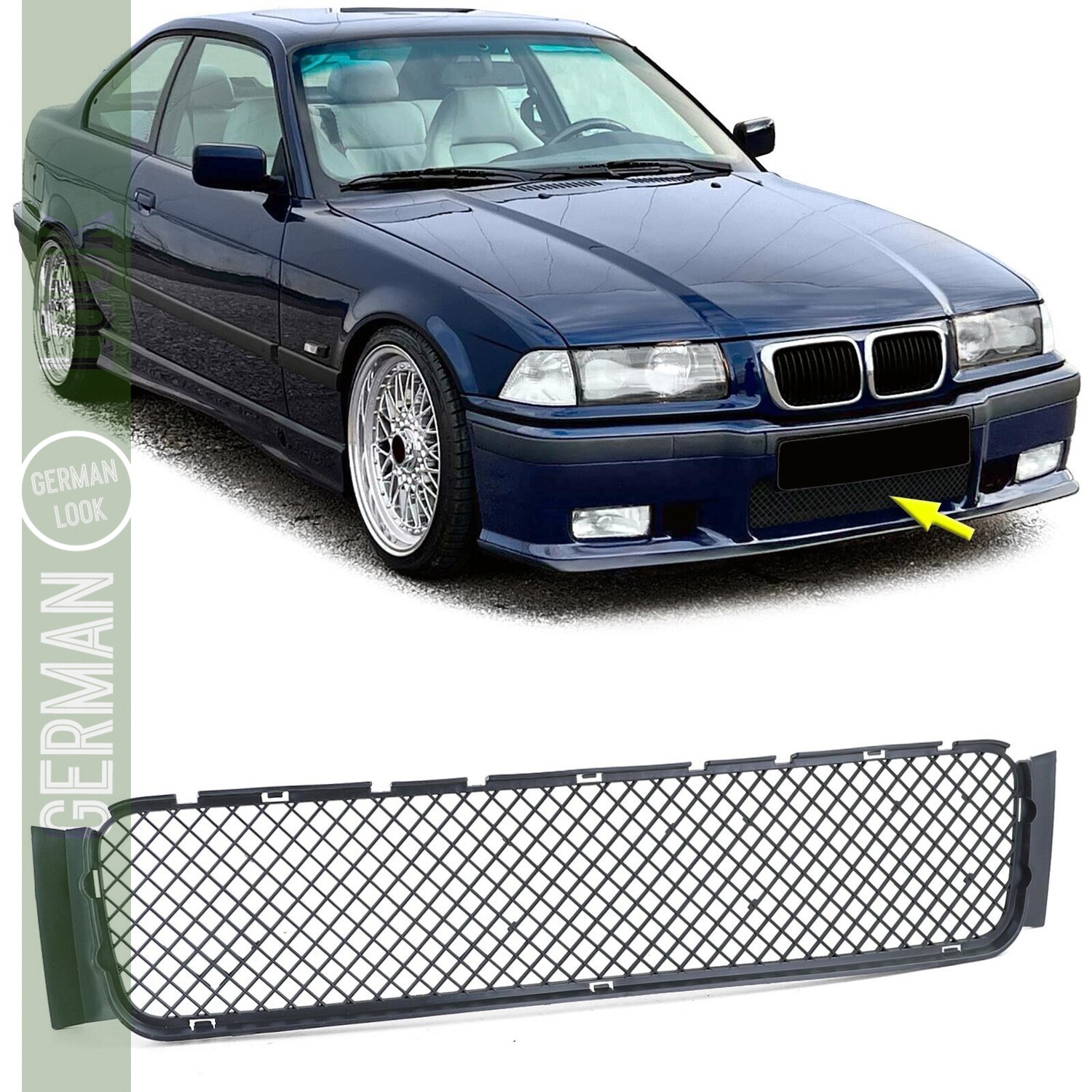 Grille de protection nid d'abeille pour pare-chocs pour BMW Série 3 E36