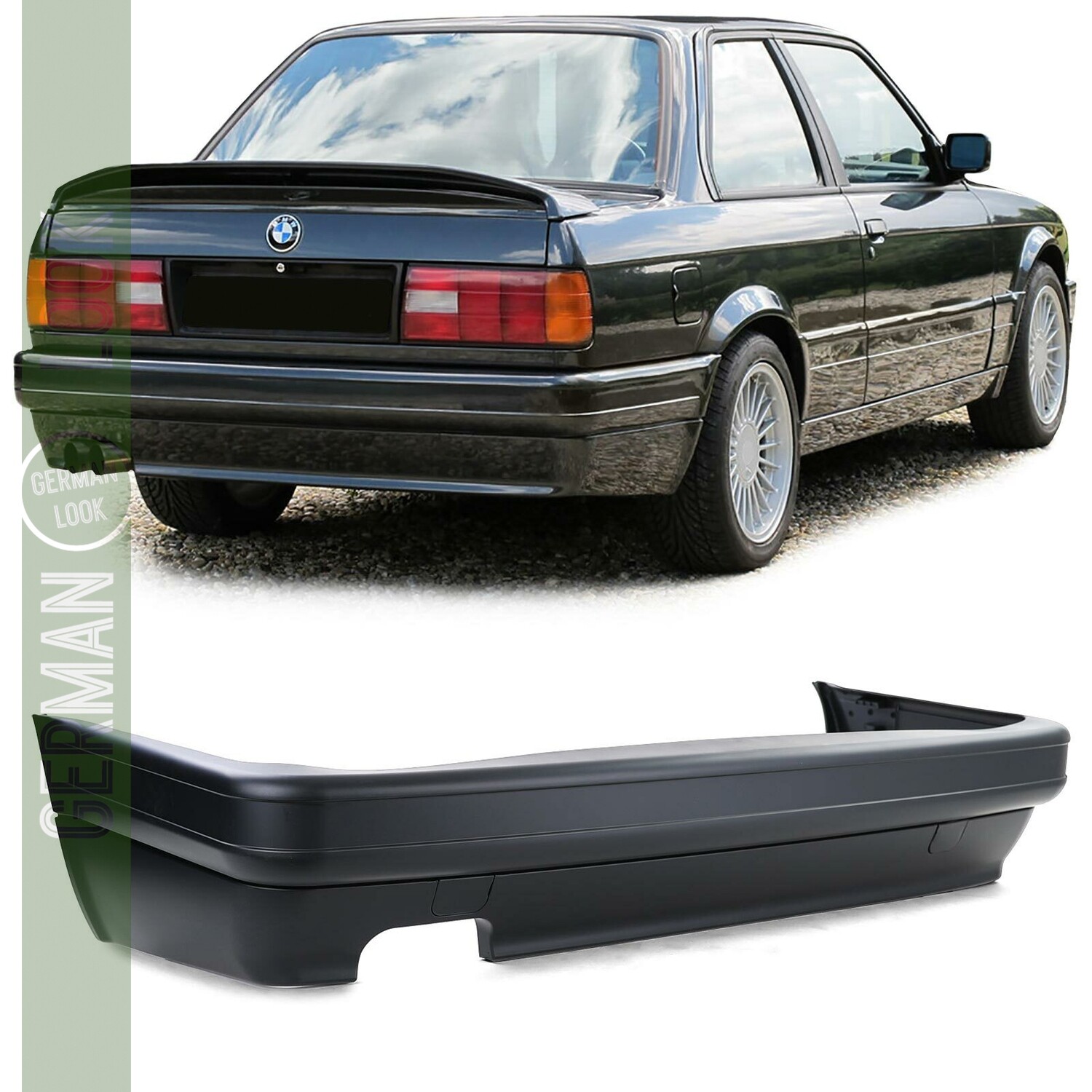 Pare-chocs arrière look Pack M pour BMW Série 3 E30 Berline Cabriolet Touring Facelift