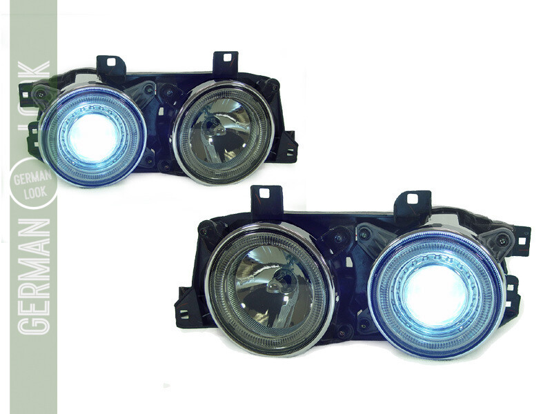 Paire de phares avant Angel Eyes au xenon pour BMW Série 3 E30 1982 - 1994