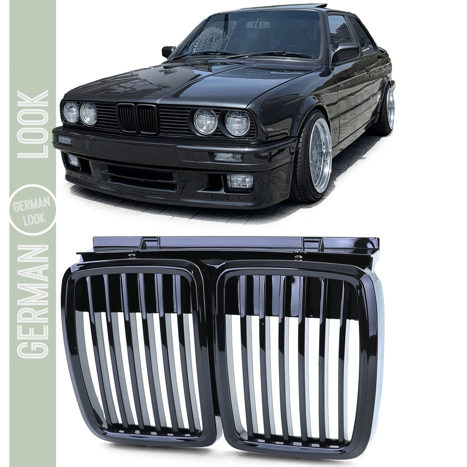 Calandre pour BMW Série 3 E30 noir brillant