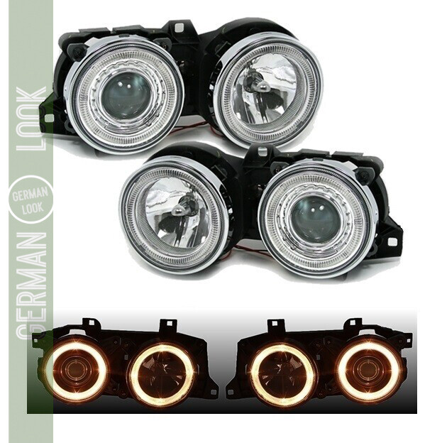 Paire de phares avant Angel Eyes pour BMW Série 3 E30 1982 - 1994