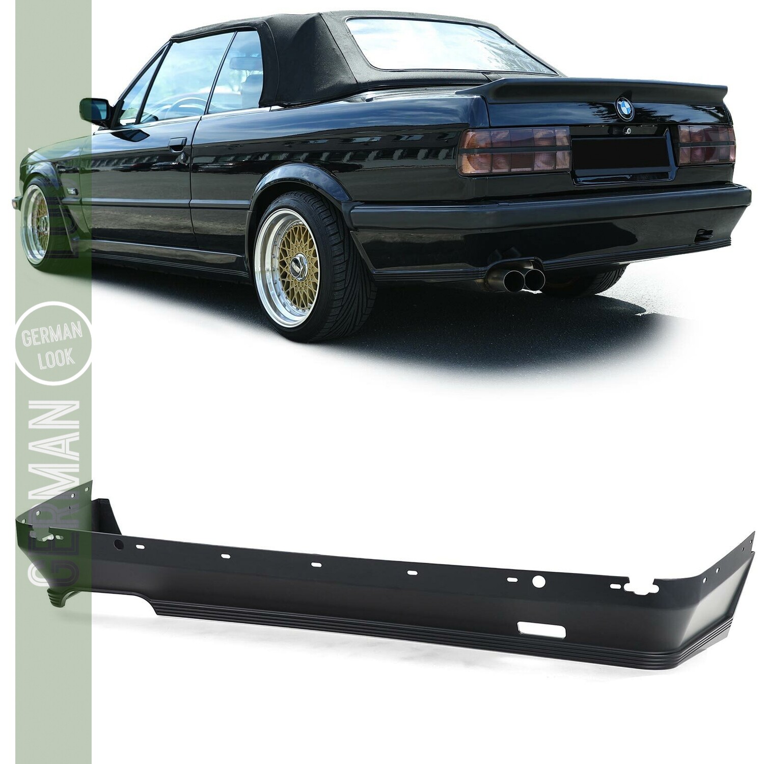 Pare-chocs arrière look Pack M pour BMW Série 3 E30 Berline Cabriolet Touring Prefacelift