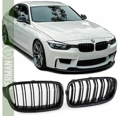 Calandre​ double lame BMW Série 3 F30 F31 2011-2019 véritable carbone