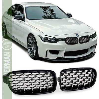 Calandre en diament noir brillant et chrome pour BMW Série 3 F30 F31