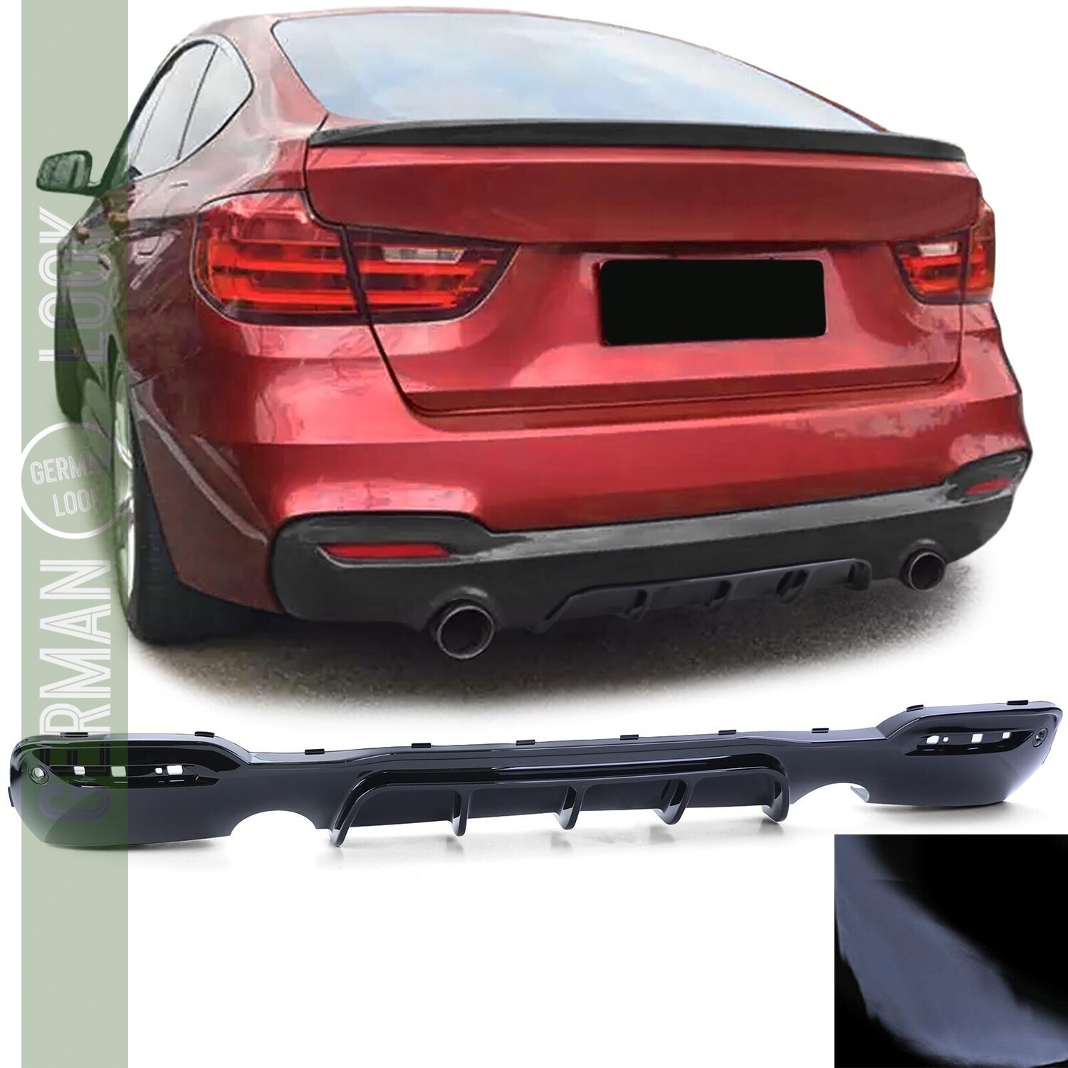 Diffuseur arrière Performance pour BMW Série 3 GT F34 noir brillant