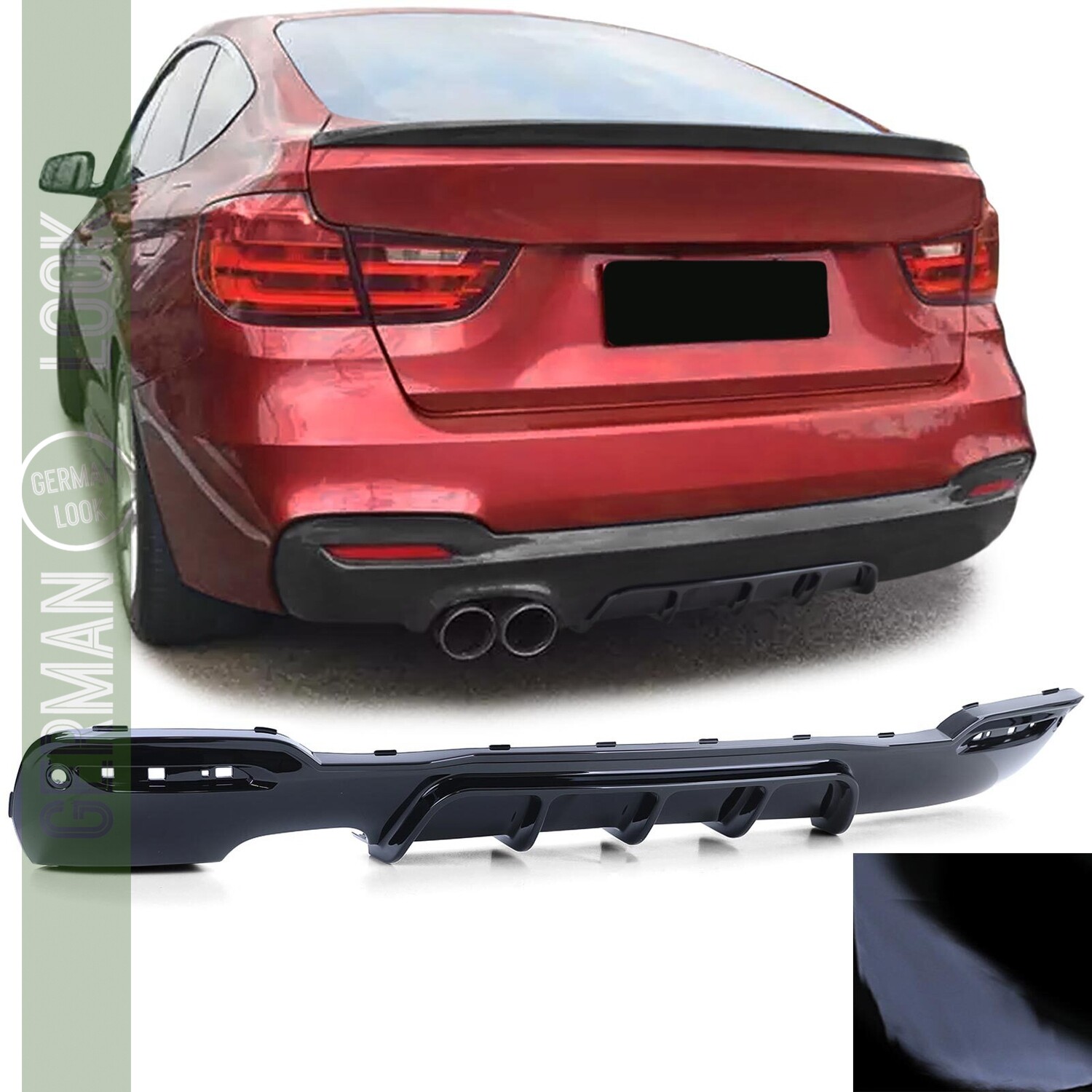 Diffuseur arrière Performance pour BMW Série 3 GT F34 noir brillant