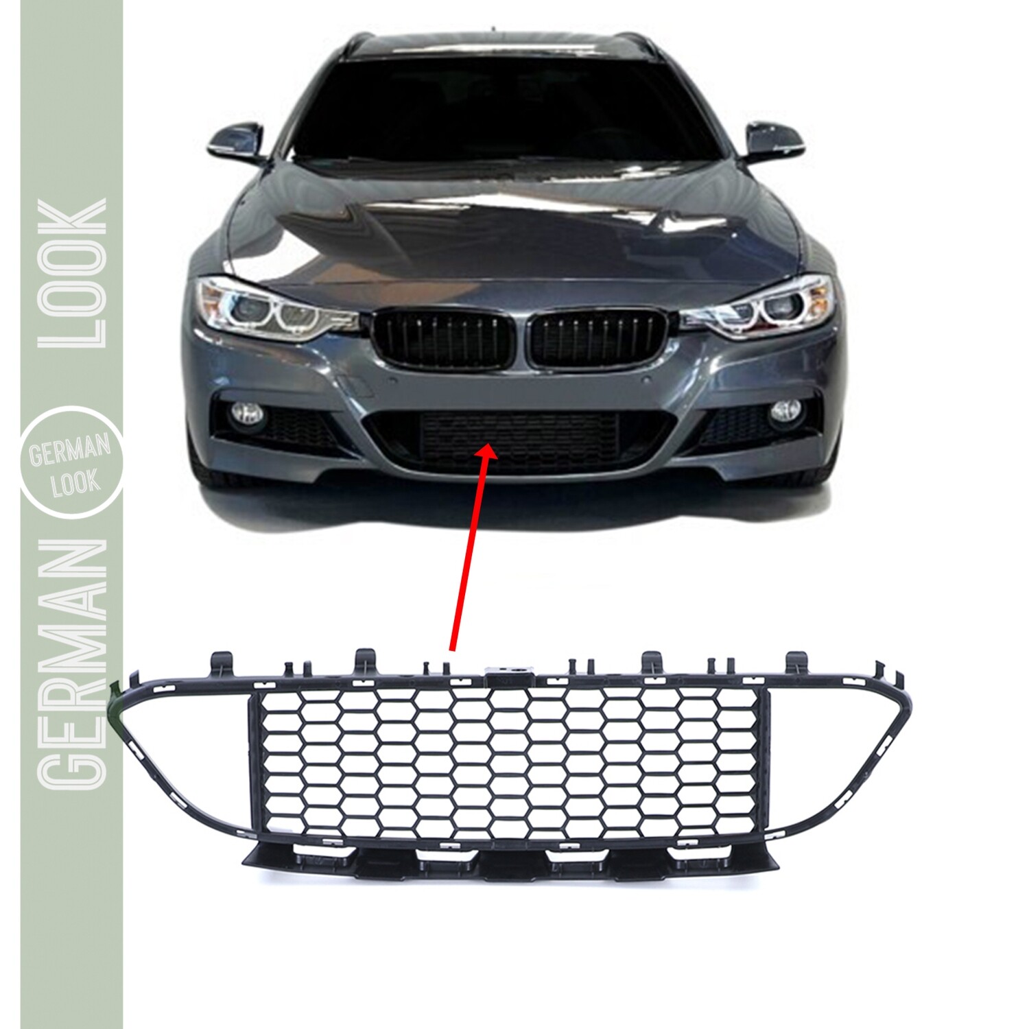 Grille central de pare-chocs avant Pack M pour BMW F30 F31 2011-2019