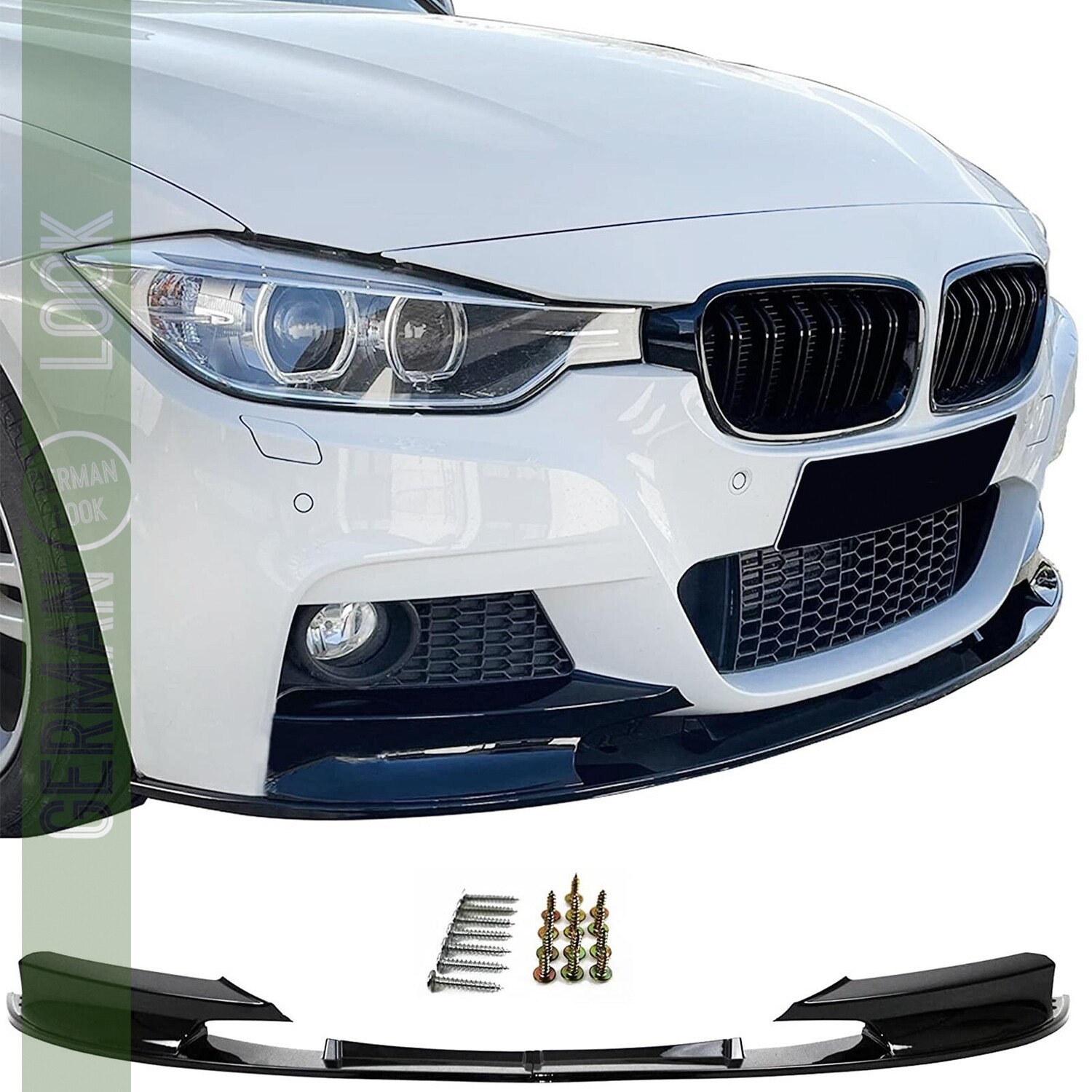 Lame de Pare choc avant en ABS pour BMW Série 3 F30 / F31 look Performance - NOIR BRILLANT