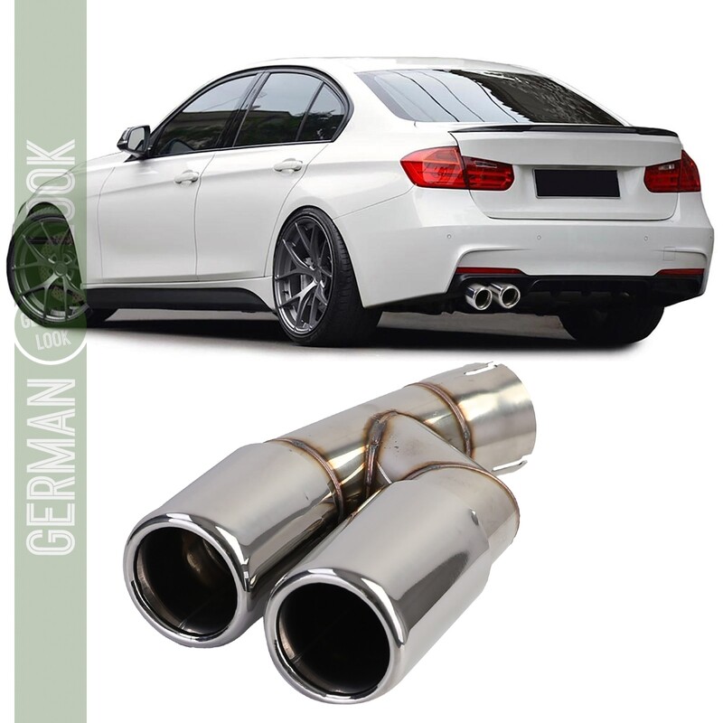Pot d'échappement double tube chromé pour BMW Série 3 F30 F31 316 318 320