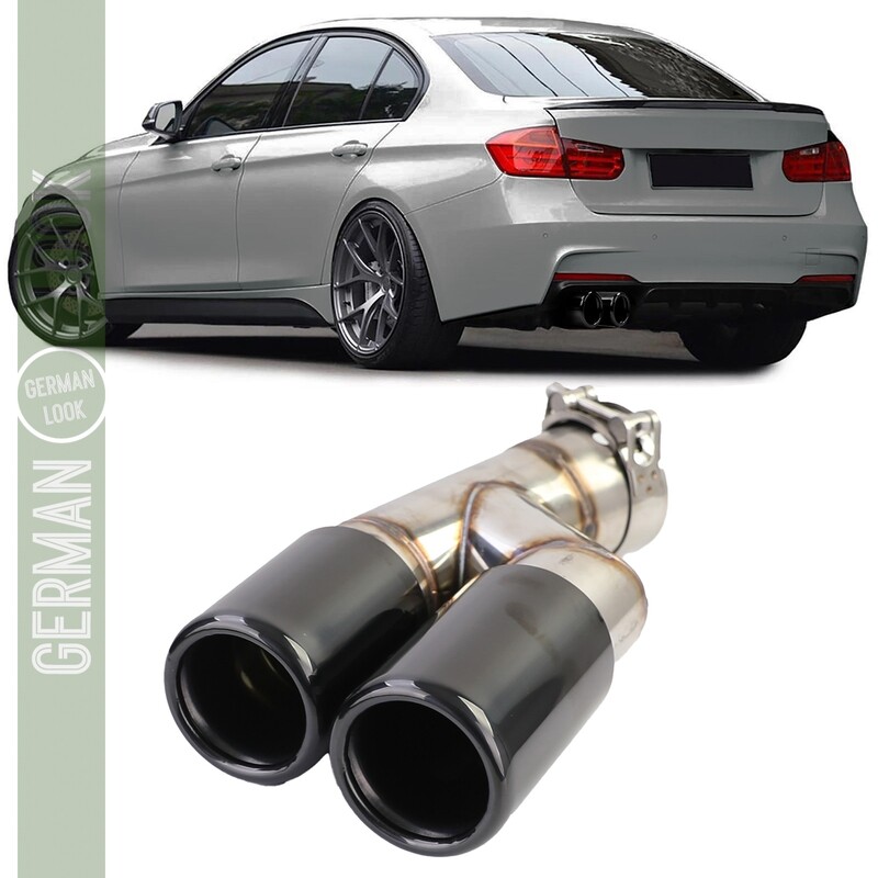 Pot d'échappement double tube noir brillant pour BMW Série 3 F30 F31 316 318 320