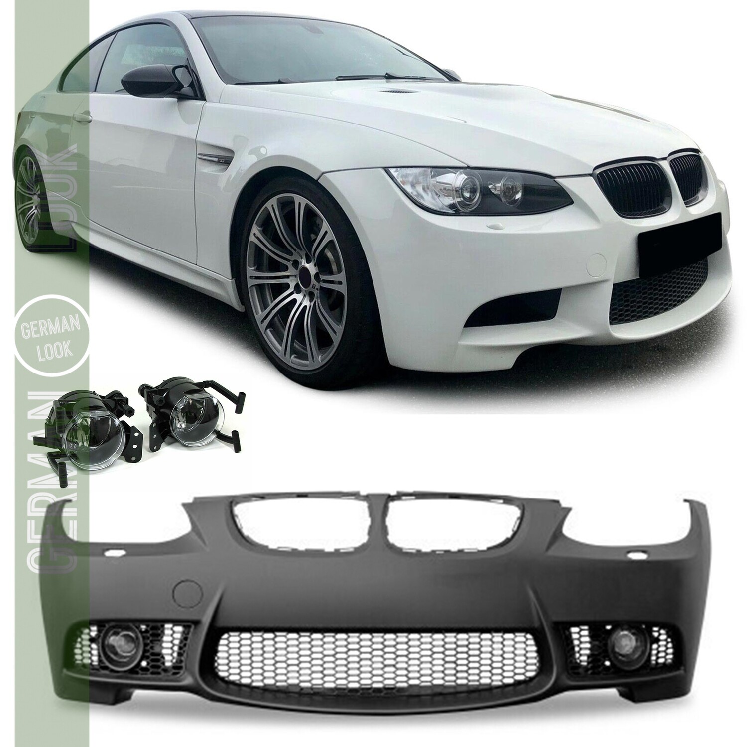 Pare-chocs avant pour BMW Série 3 E92 E93 2006-2010 Look M3 + Antibrouillards