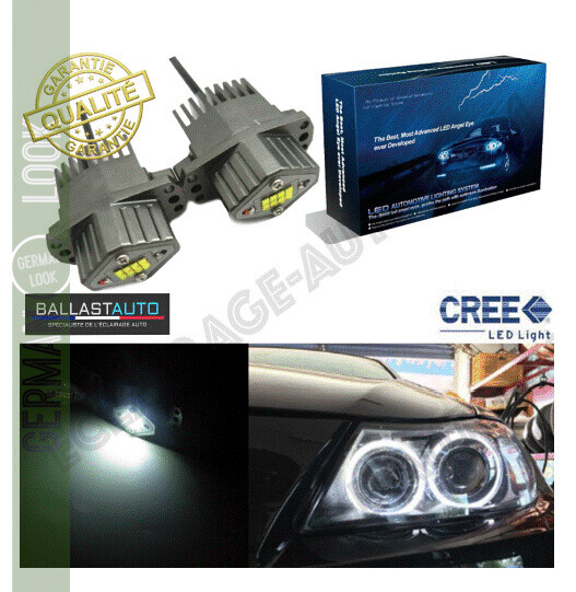 Angel Eyes Haute Gamme à leds blanc pour BMW Série 3 E90 E91 Phase 1 - 1400LM