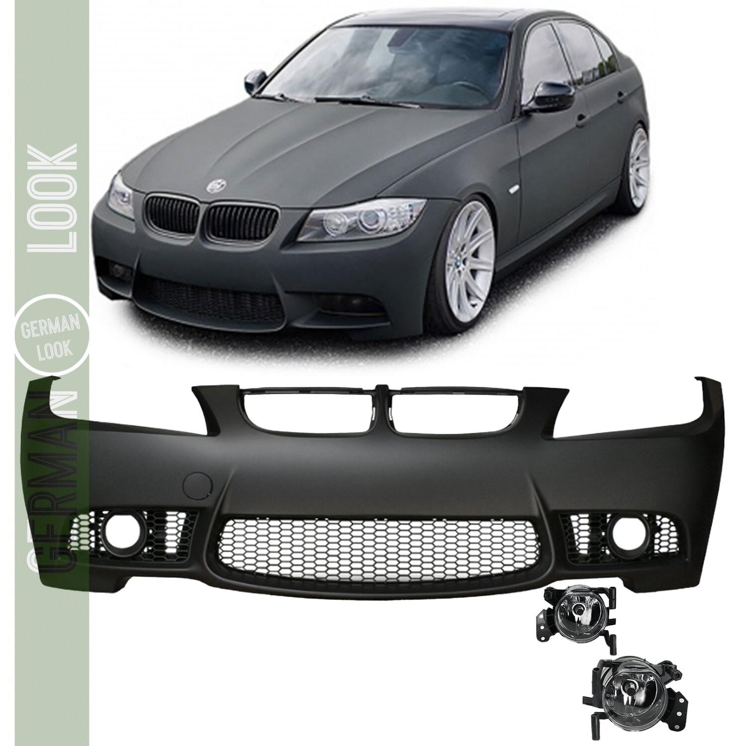 Pare-chocs avant Pack M pour BMW Série 3 E90 E91 LCI 2008-2011 + Antibrouillards