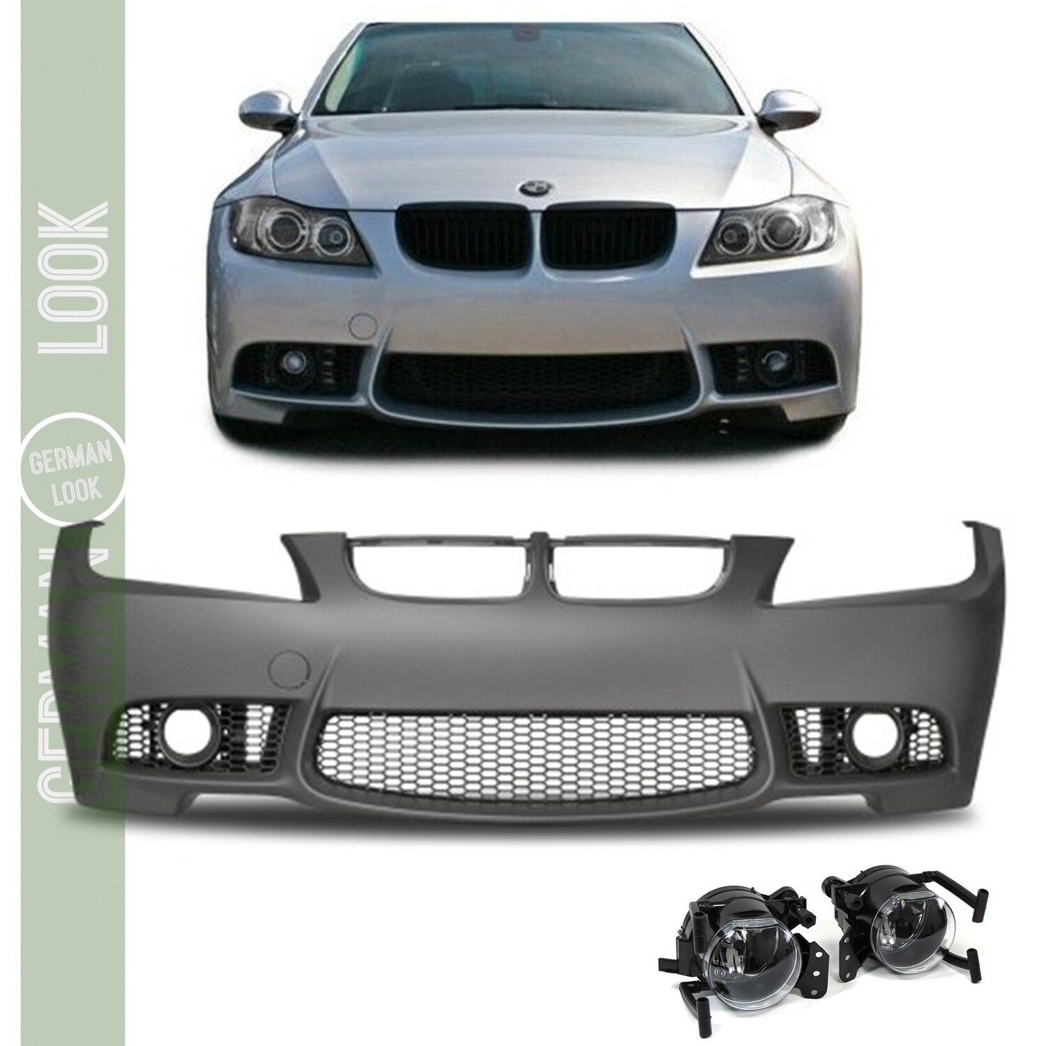 Pare-chocs avant Pack M pour BMW Série 3 E90 E91 2005-2008 + Antibrouillards