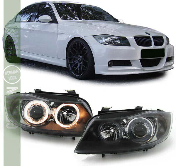 Paire de phares Angel Eyes avant pour BMW Série 3 E90 E91 2005 - 2008