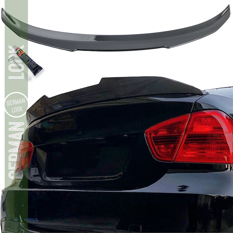 Aileron estilo M4 para BMW Série 3 E90 2005–2011 com acabamento carbono