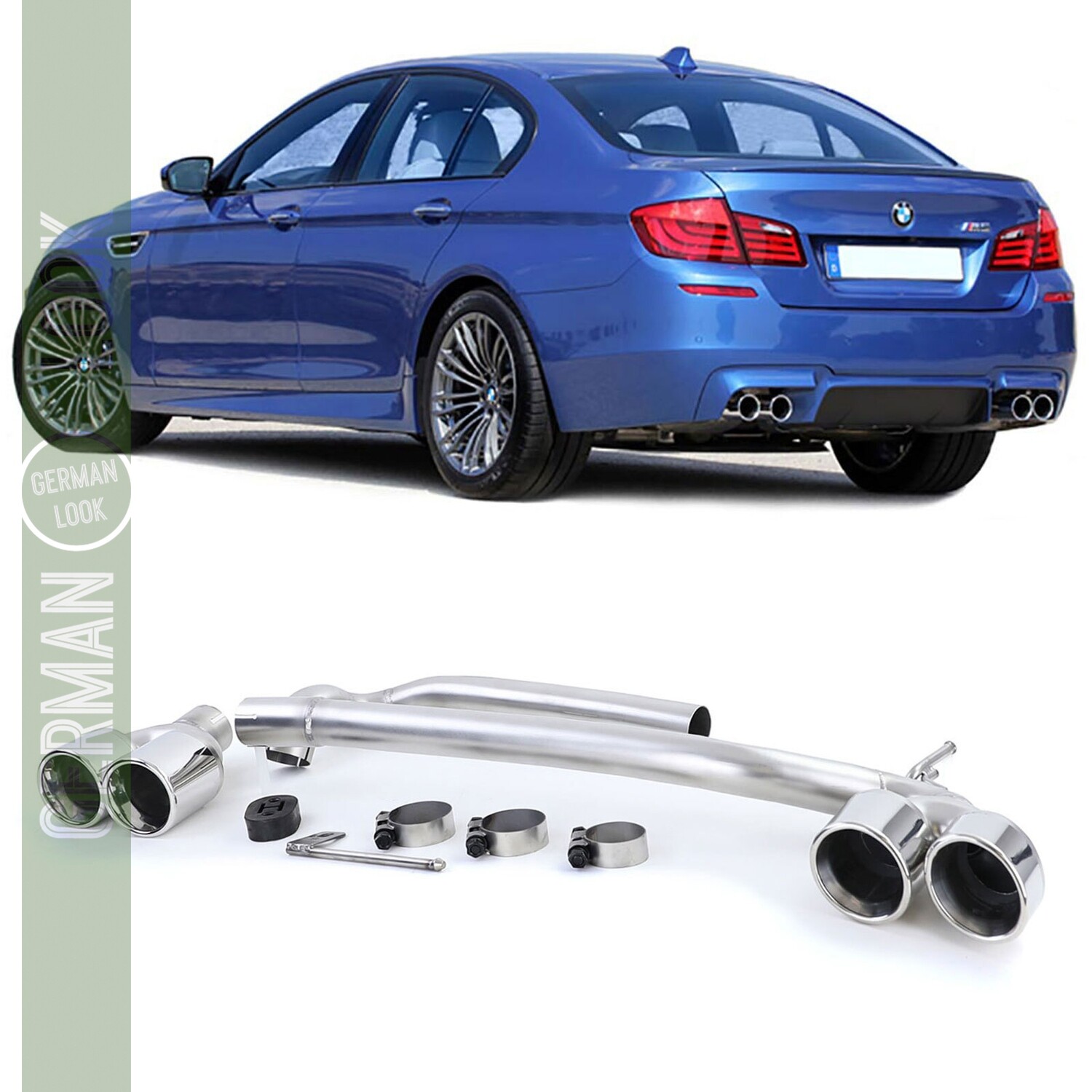 Tuyaux / embouts d'échappement inox pour BMW Série 5 F10 F11 + Série 6 F12 F13