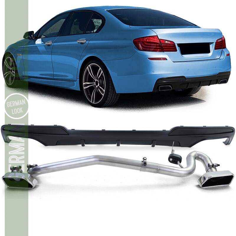 Diffuseur arrière Matt + Conversion de tuyau d'échappement Duplex V8 pour BMW F10 F11 520 525 528 530