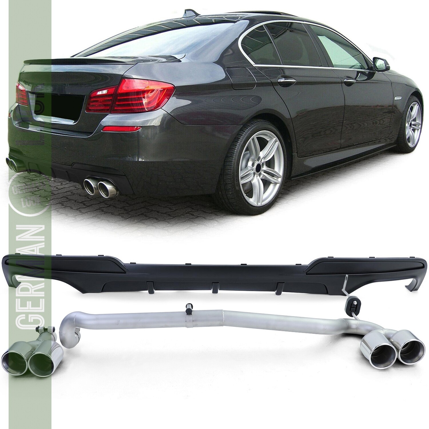 Diffuseur arrière mat + conversion de tuyau d'échappement duplex pour BMW F10 F11 520 525 528 530