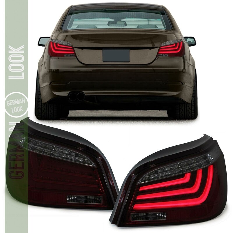 Paire de feux arrière à LED en verre rouge et noir avec pour BMW Série 5 E60 Berline 2003 - 2007