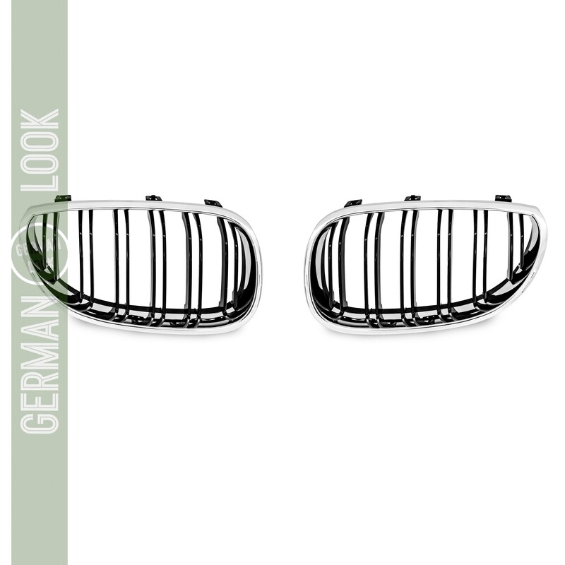 Calandr double lame pour BMW Série 5 E60 E61 noir et chrome