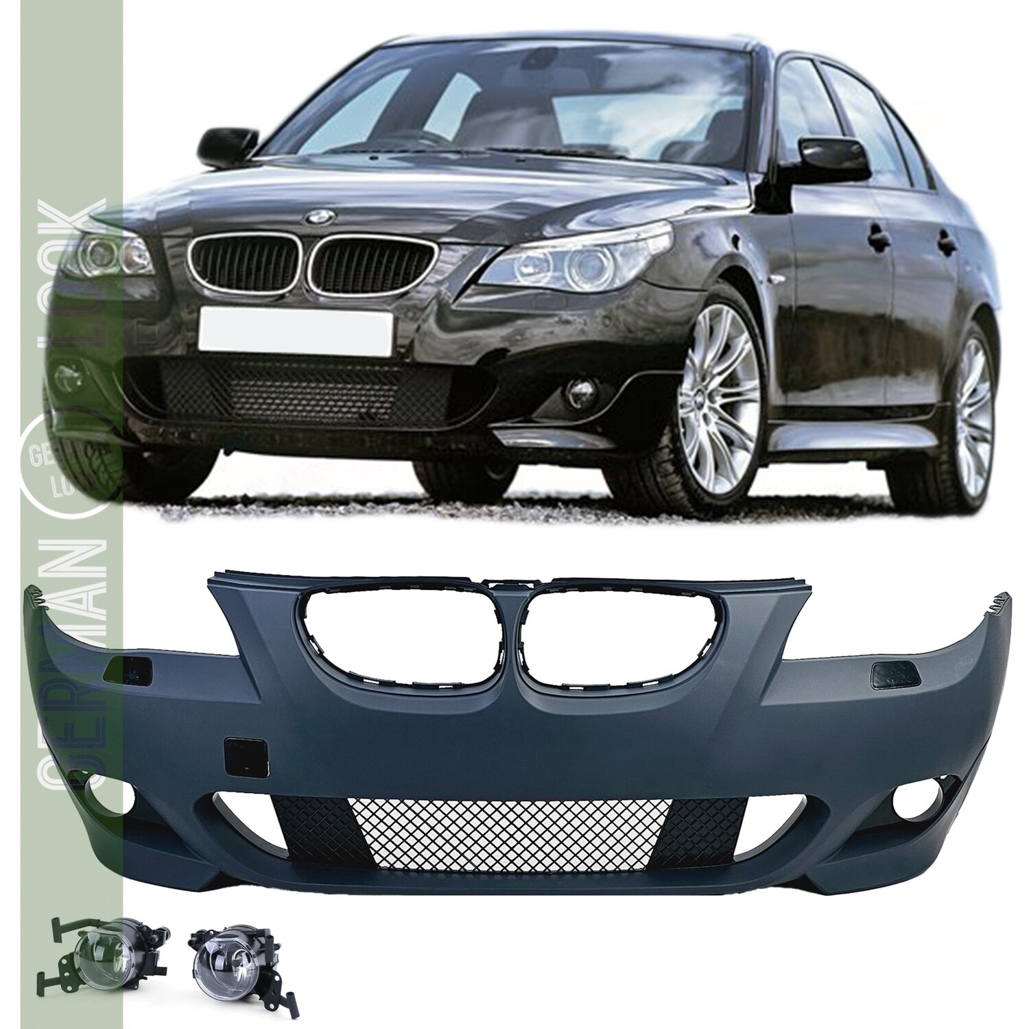 Pare-chocs avant Pack M pour BMW Série 5 E60 E61 2003-2010 + Antibrouillards