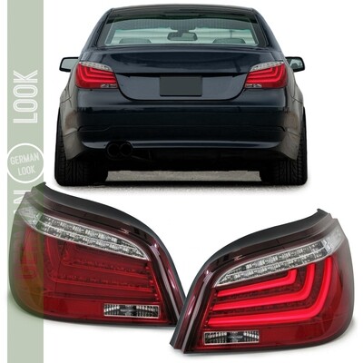 Paire de feux arrière à LED en verre rouge clair avec clignotants pour BMW Série 5 E60 Berline 2003 - 2007