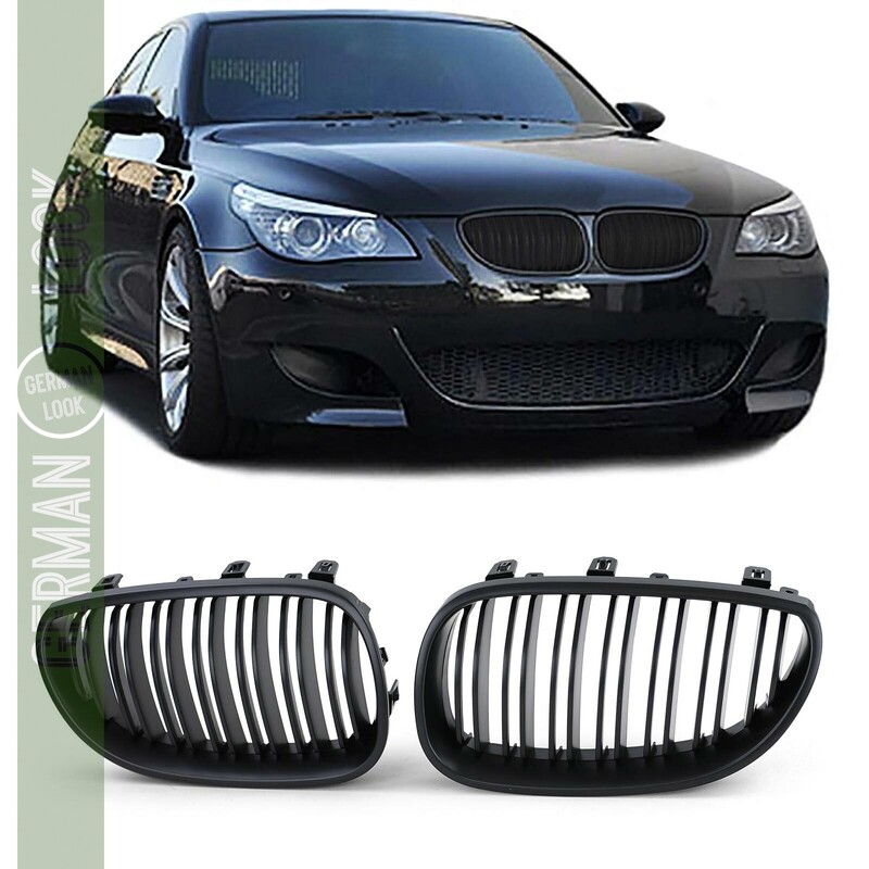 Calandre double lame pour BMW Série 5 E60 E61 noir mat