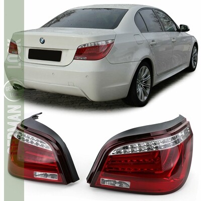 Paire de feux arrière à LED en verre rouge et blanc avec clignotants pour BMW Série 5 E60 Berline 2007 - 2010   LCI