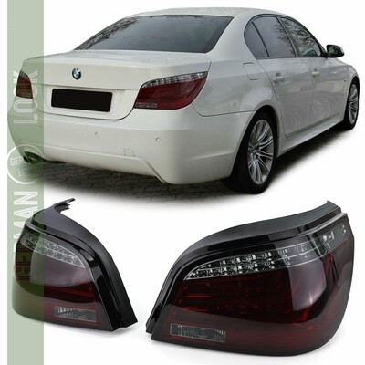 Paire de feux arrière à LED en verre rouge et noir avec clignotants pour BMW Série 5 E60 Berline 2007 - 2010   LCI