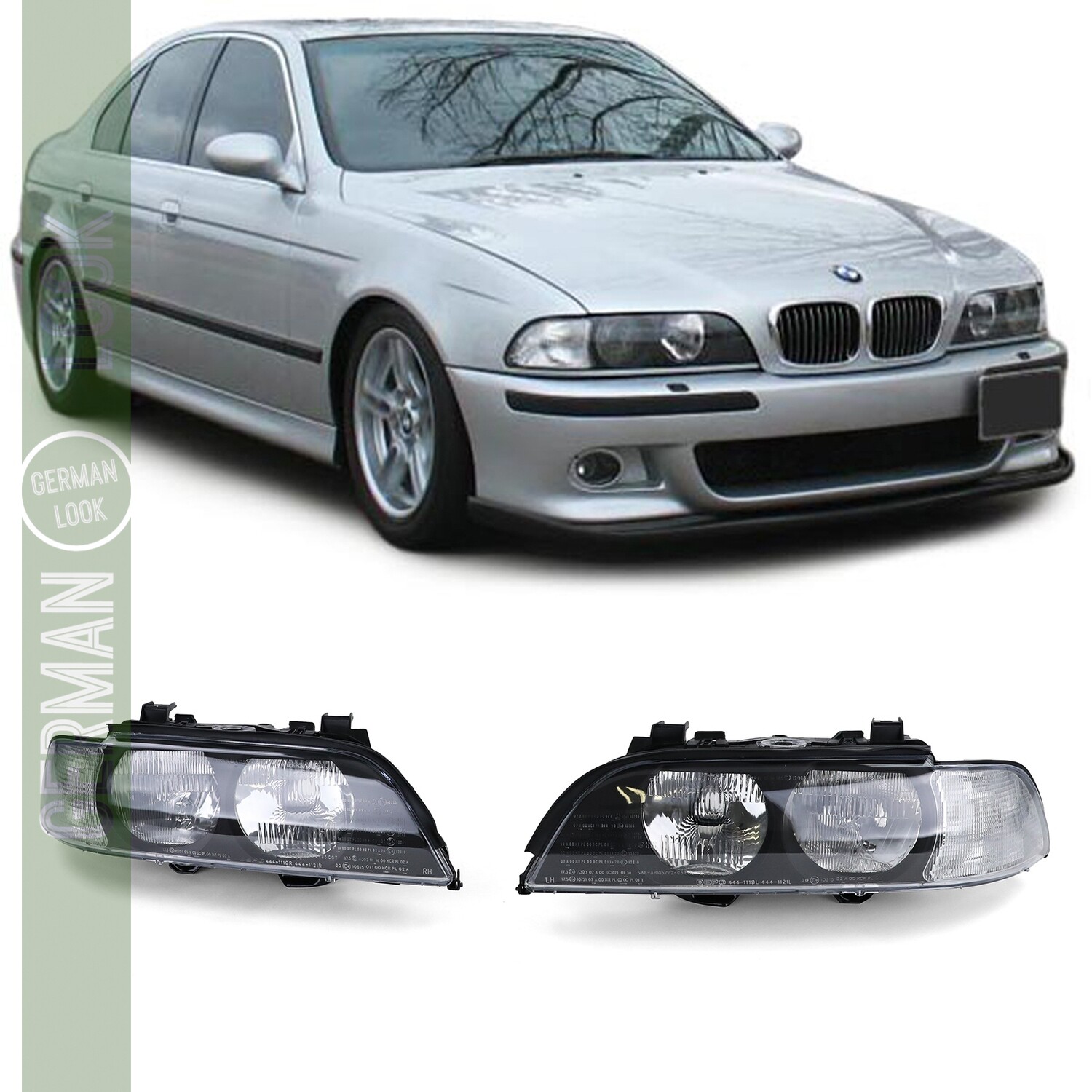 Paire de phares avant avec clignotants pour BMW Série 5 E39 1995 - 2000