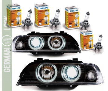 Paire de phares Angel Eyes look Pack M Performance + ampoules Philips pour BMW E39 1995 - 2000