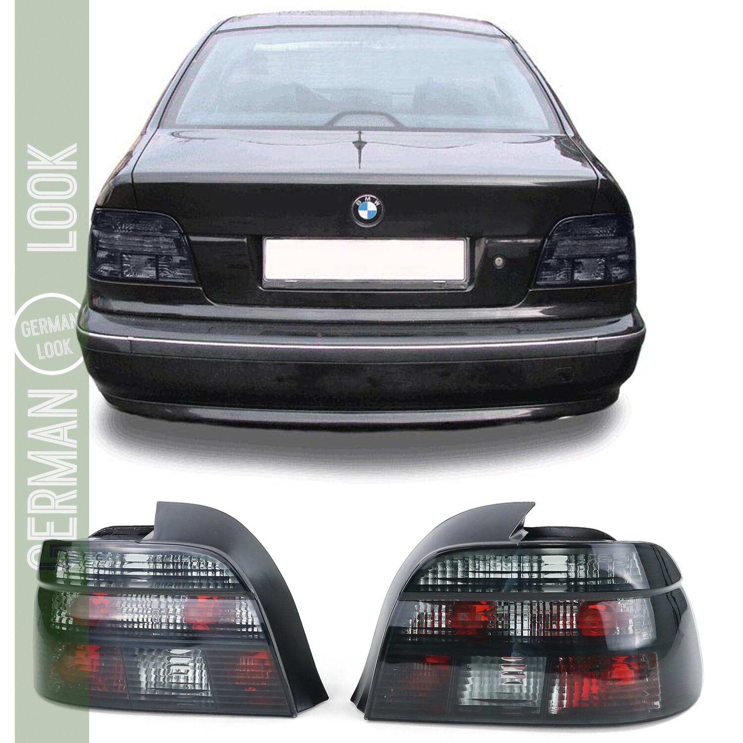 Paire de feux arrière en verre noir cristal pour BMW Série 5  E39 Berline 1995-2000