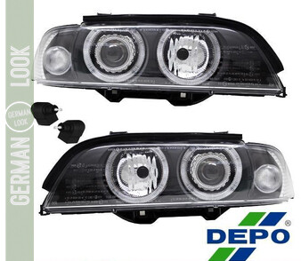 Paire de phares Angel Eyes look Pack M Performance + ampoules Philips pour BMW E39 1995 - 2000