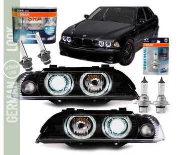 Paire de phares Angel Eyes look Pack M Performance + ampoules Osram pour BMW E39 1995 - 2000