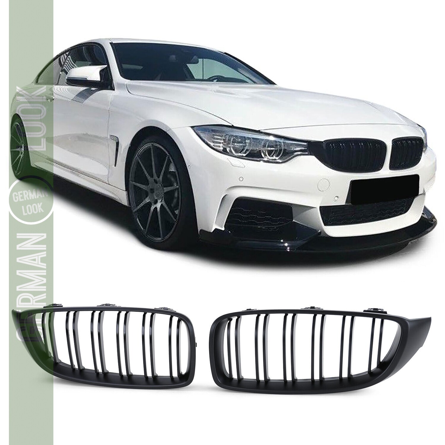 Calandre double lame pour BMW Série 4 F32 F33 F36 F82 noir mat