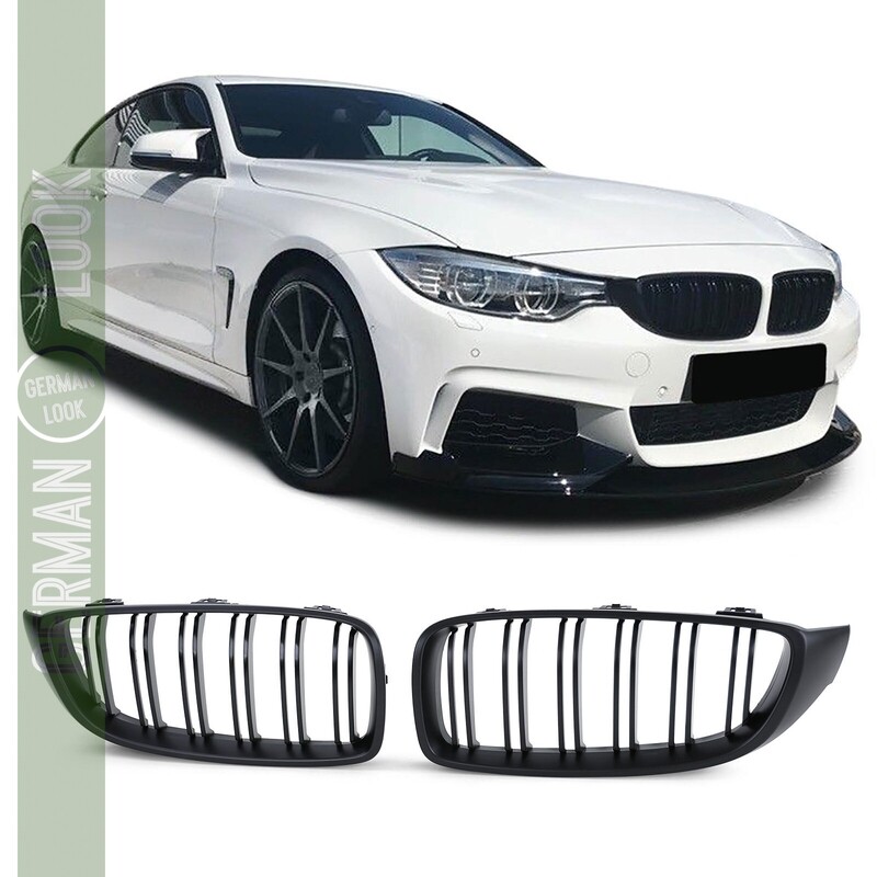 Calandre double lame pour BMW Série 4 F32 F33 F36 F82 noir mat