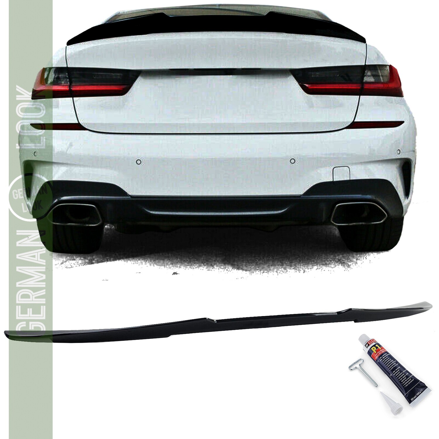 Aileron de bagageira estilo M3 Performance para BMW Série 3 G20 preto brilhante