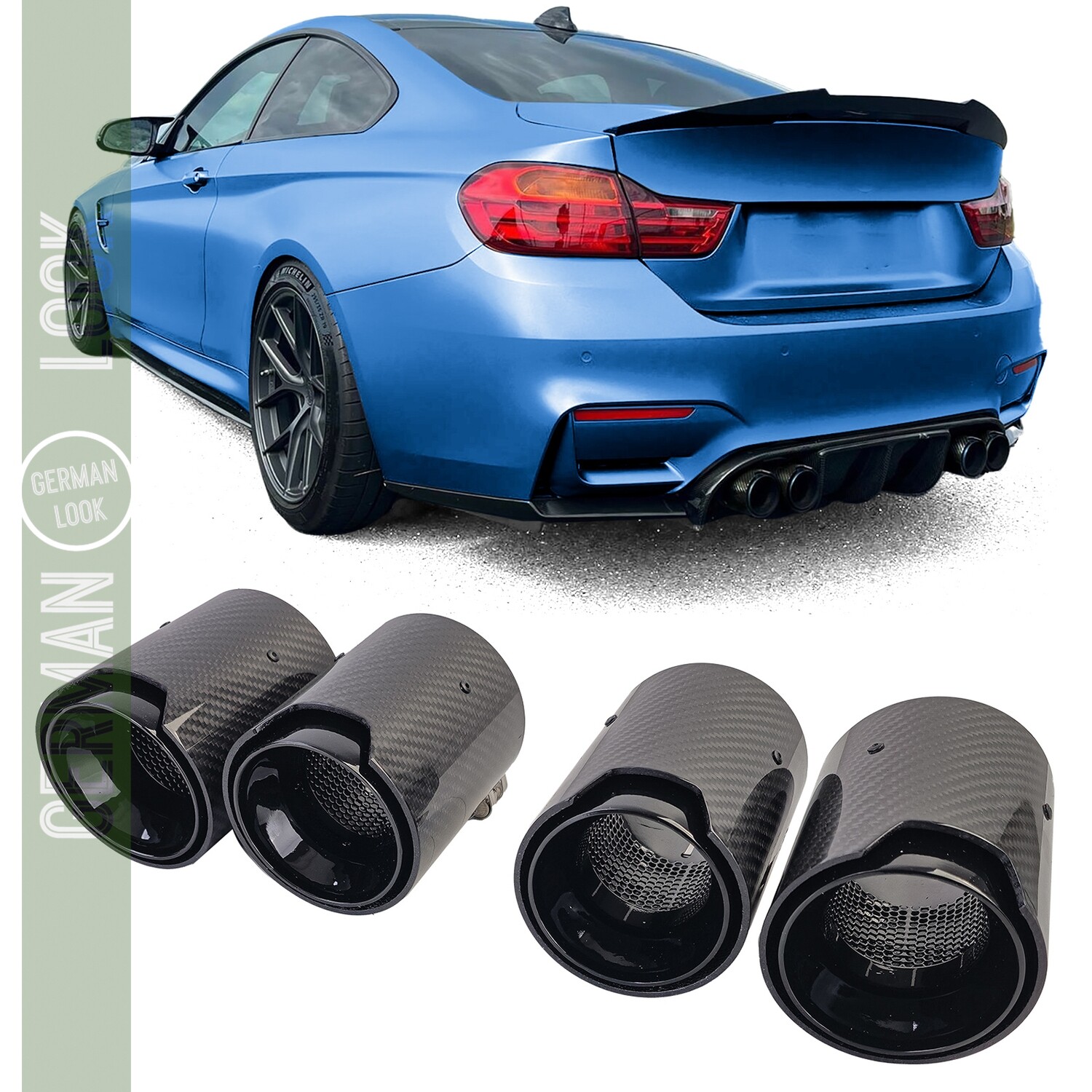 4 Ponteiras de escape em carbono para BMW M2 F87 M3 F80 M4 F82 F83