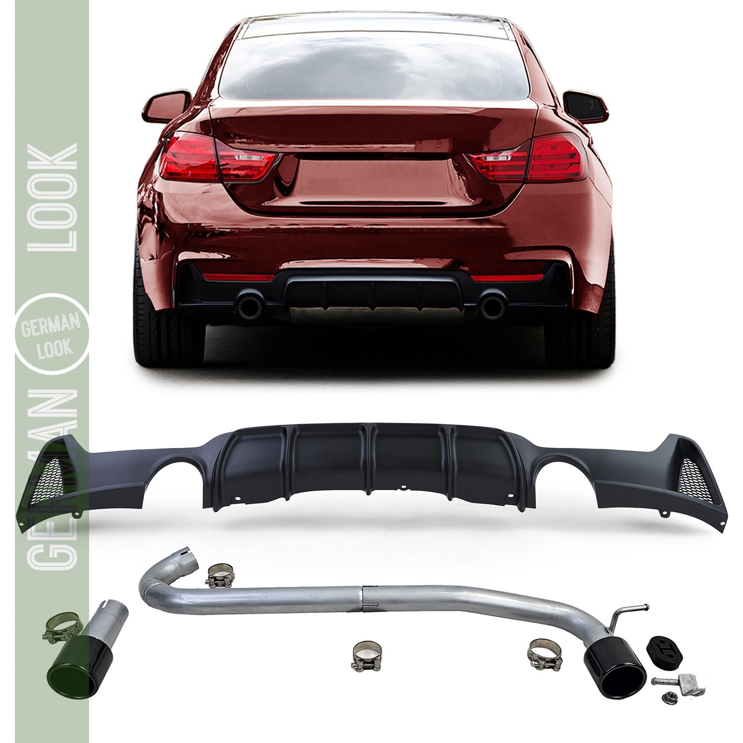 Diffuseur arrière mat + sortie d'échappement look 440 pour BMW F32 F33 F36 425 428 430
