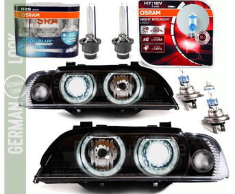 Paire de phares Angel Eyes look Pack M Performance  + ampoules pour BMW E39 2000 - 2003