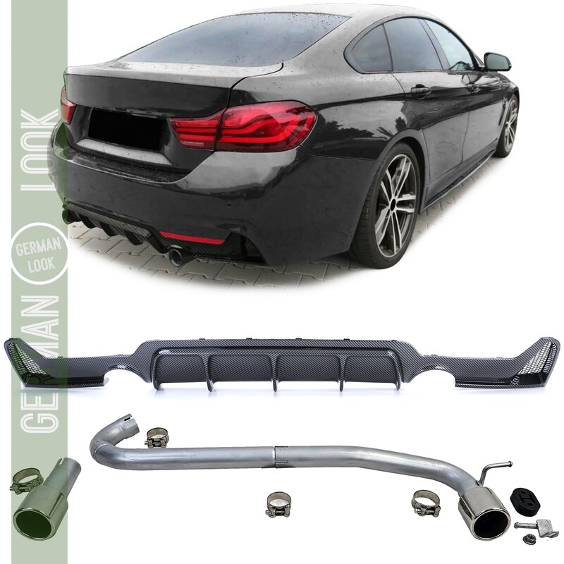 Diffuseur arrière look carbone + sortie d'échappement look 440 pour BMW F32 F33 F36 425 428 430